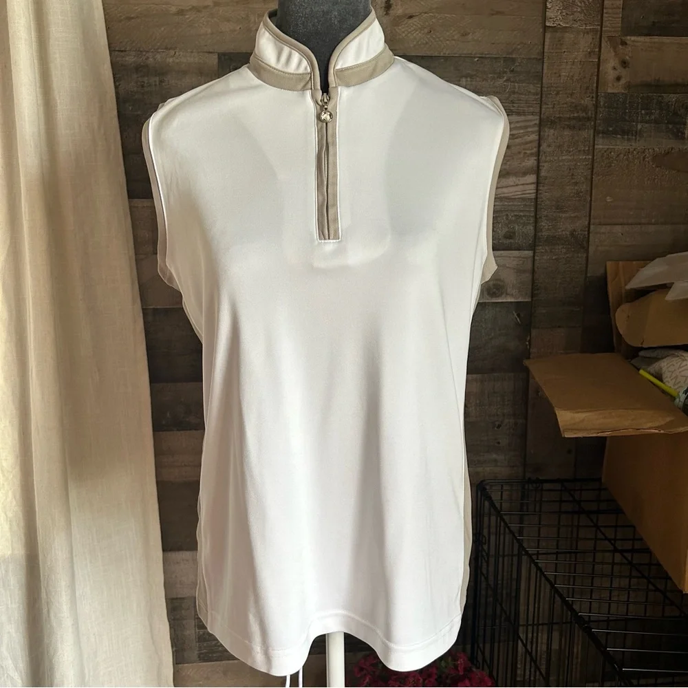 Daily Sports White Sleeveless Golf Top with Zipper - Picture 1 of 9